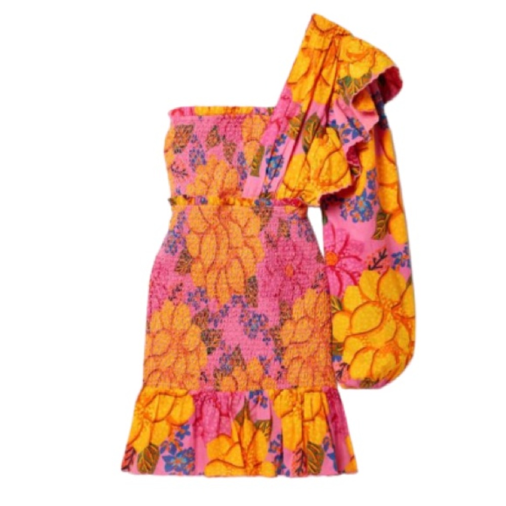 NWT Farm Rio Flowers Garden One Shoulder Mini Dress Size XL - Picture 5 of 15